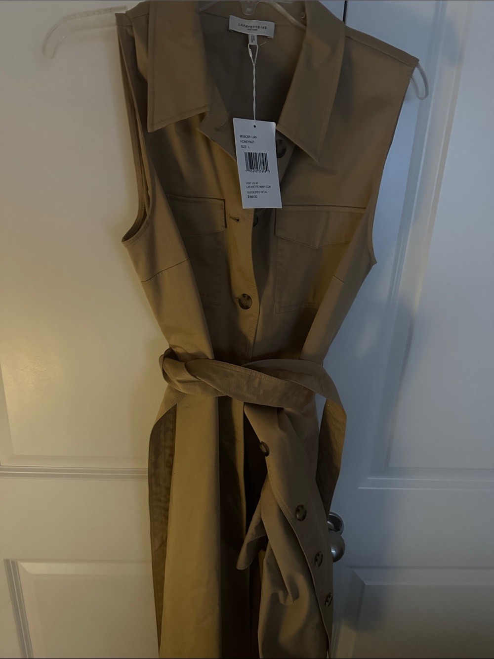 Lafayette 148 Sleeveless Belted Shirt Dress